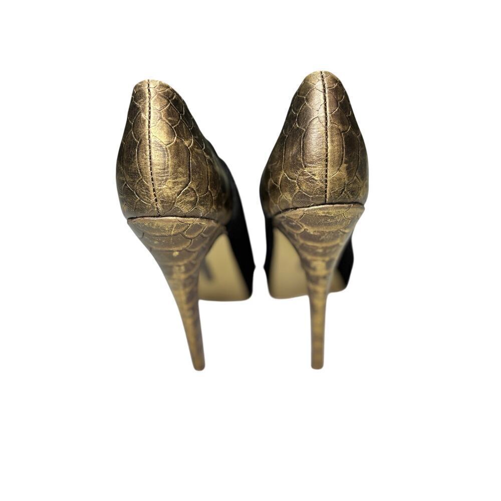 Boutique 9 Colton Black Suede Nine West Snake Gold Platform High Heels Size 6 - Picture 5 of 13